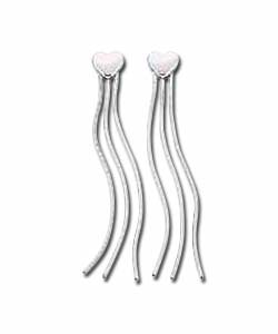 Sterling Silver 3 Strand Heart Snake Drops