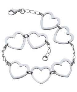 Sterling Silver 7 Heart Bracelet