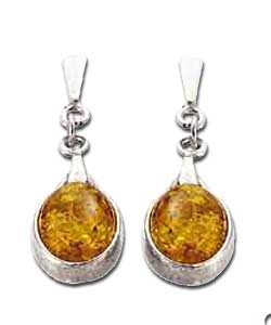 Sterling Silver Amber Drops