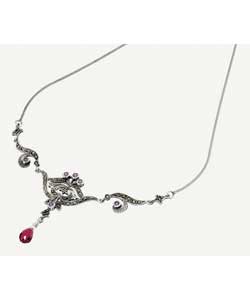 Sterling Silver Amethyst and Marcasite Necklet