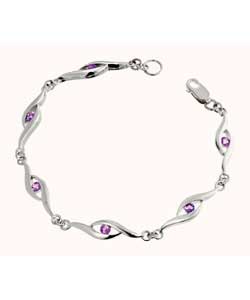Sterling Silver Amethyst Swirl Bracelet