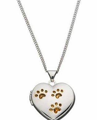 Unbranded Sterling Silver and 9ct Gold Plated Paw Print