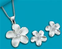Sterling Silver And CZ Flower Set