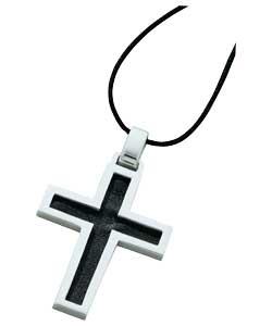 Sterling Silver and Leather Cross Pendant
