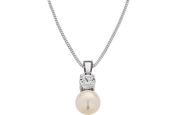 Unbranded Sterling Silver and Simulated Pearl Pendant