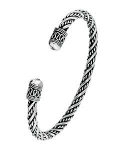 Sterling Silver Bali Twist Torque Bangle