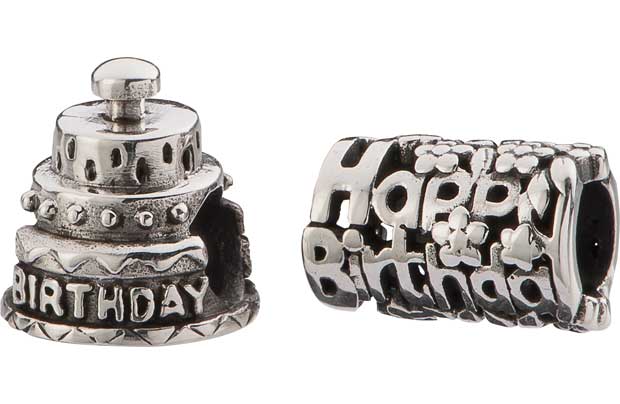 Unbranded Sterling Silver Birthday Cake Beads - Set of 2