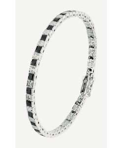 Sterling Silver Black and White Cubic Zirconia Bracelet