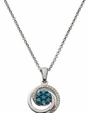 Unbranded Sterling Silver Blue and White 1/5ct Diamond