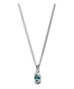 Sterling Silver Blue Topaz and Cubic Zirconia Pendant