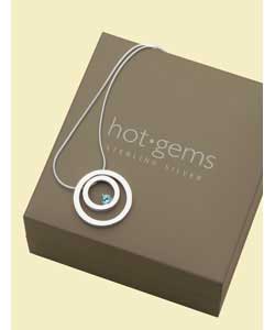 Sterling Silver Blue Topaz Double Circle Pendant