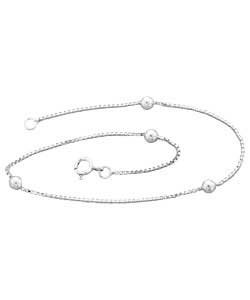 Sterling Silver Box and Ball Chain Anklet