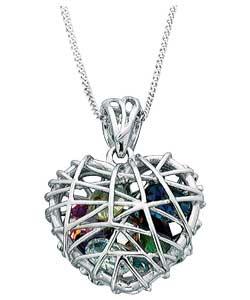 Sterling Silver Caged Multi-Coloured Cubic Zirconia Pendant