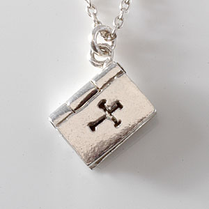 Bible Pendant; The special thing about the little Bible charm on this sterling silver chain, is