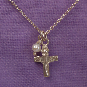 Sterling Silver Christening Necklace with Cross