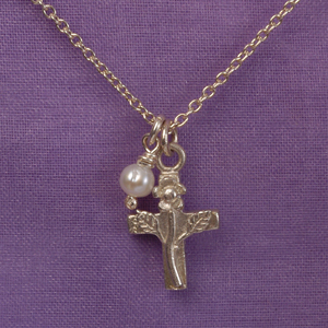 Sterling Silver Christening Necklace with Cross