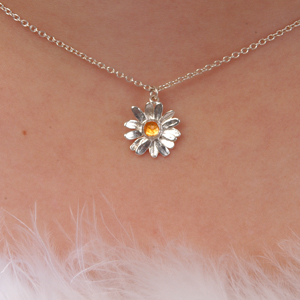 Sterling Silver Christening Necklace with Daisy