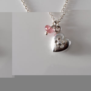 Sterling Silver Christening Necklace with Heart