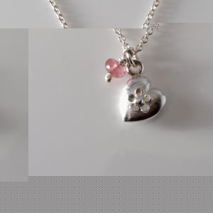 Sterling Silver Christening Necklace with Heart