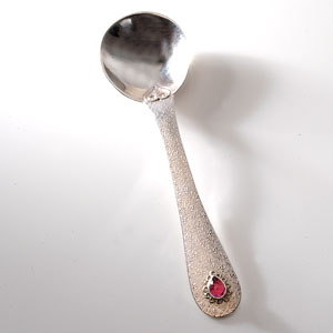 Sterling Silver Christening Spoon with Semi