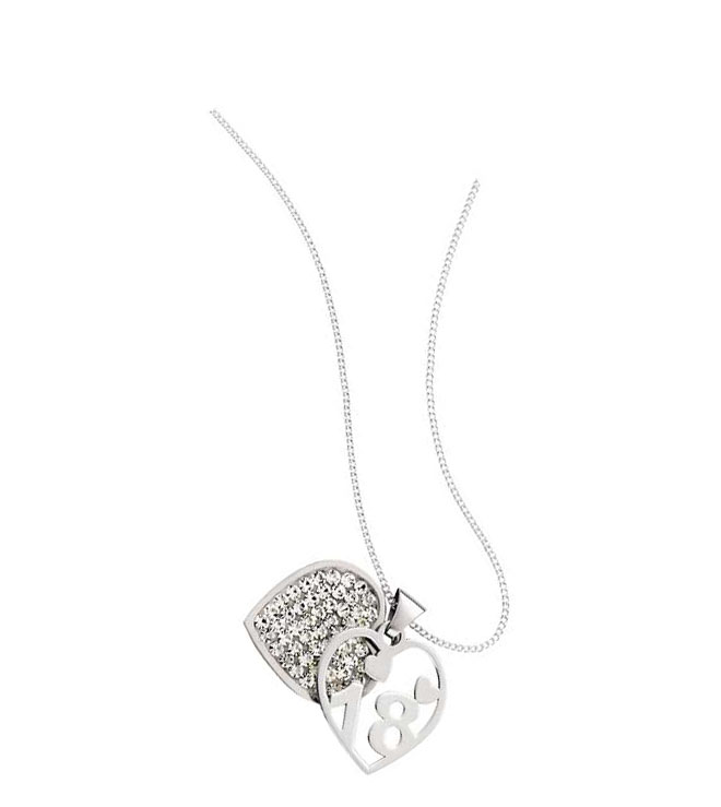 Unbranded Sterling Silver Crystal 18th Heart Pendant