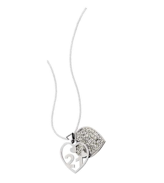 Unbranded Sterling Silver Crystal 21st Heart Pendant