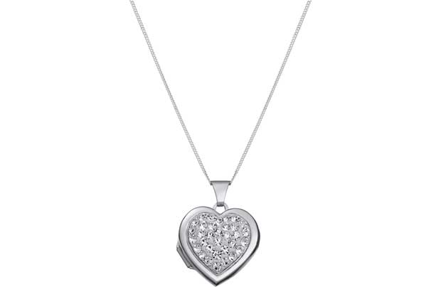 Unbranded Sterling Silver Crystal Heart Locket Pendant
