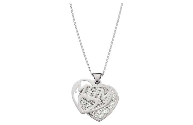 Unbranded Sterling Silver Crystal Heart Mum Pendant