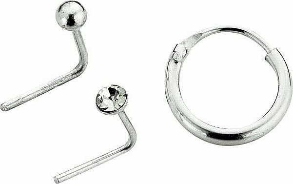 Unbranded Sterling Silver Crystal Nose Hoop and Studs -