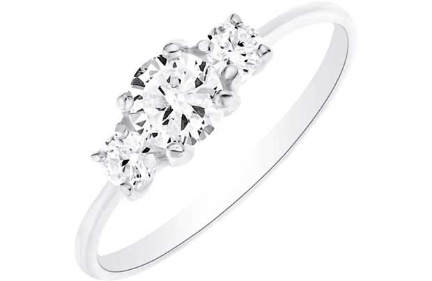 Unbranded Sterling Silver Cubic Zirconia 3 Stone Ring
