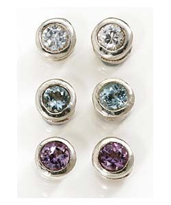 Sterling Silver Cubic Zirconia/Amethyst