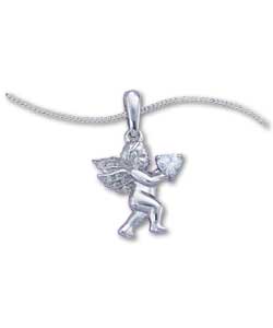 Sterling Silver Cubic Zirconia Cherub Pendant