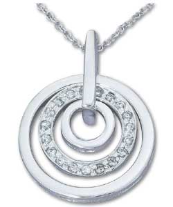 Sterling Silver Cubic Zirconia Concentric Circles Pendant