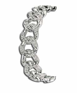 Sterling Silver Cubic Zirconia Curb Bracelet