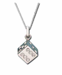 Sterling Silver Cubic Zirconia Dice Pendant