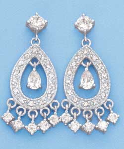 Sterling Silver Cubic Zirconia Drop Earrings