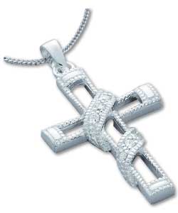 Sterling Silver Cubic Zirconia Entwined Cross