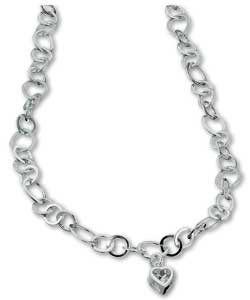 Sterling Silver Cubic Zirconia Heart Dropper Chain