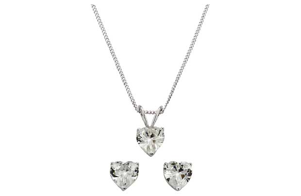 Unbranded Sterling Silver Cubic Zirconia Heart Pendant and