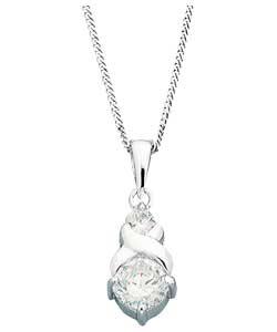Sterling Silver Cubic Zirconia Hugs and Kisses Pendant
