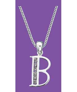 Sterling Silver Cubic Zirconia Initial B Pendant