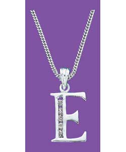 Sterling Silver Cubic Zirconia Initial E Pendant
