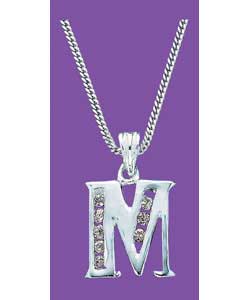 Sterling Silver Cubic Zirconia Initial M Pendant