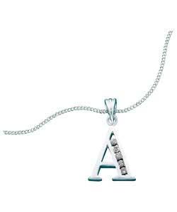 Sterling Silver Cubic Zirconia Initial Pendant - Letter A