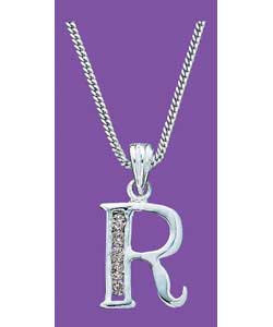 Sterling Silver Cubic Zirconia Initial R Pendant