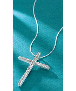 Sterling Silver Cubic Zirconia Large Cross Pendant