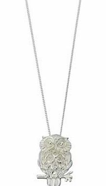 Unbranded Sterling Silver Cubic Zirconia Owl Pendant