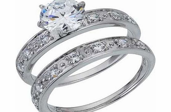 Unbranded Sterling Silver Cubic Zirconia Ring - Set of 2 -