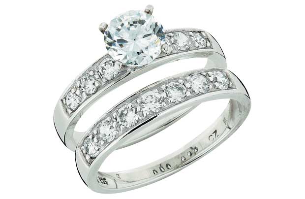 Unbranded Sterling Silver Cubic Zirconia Ring - Set of 2