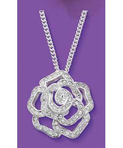 Sterling Silver Cubic Zirconia Rose Pendant